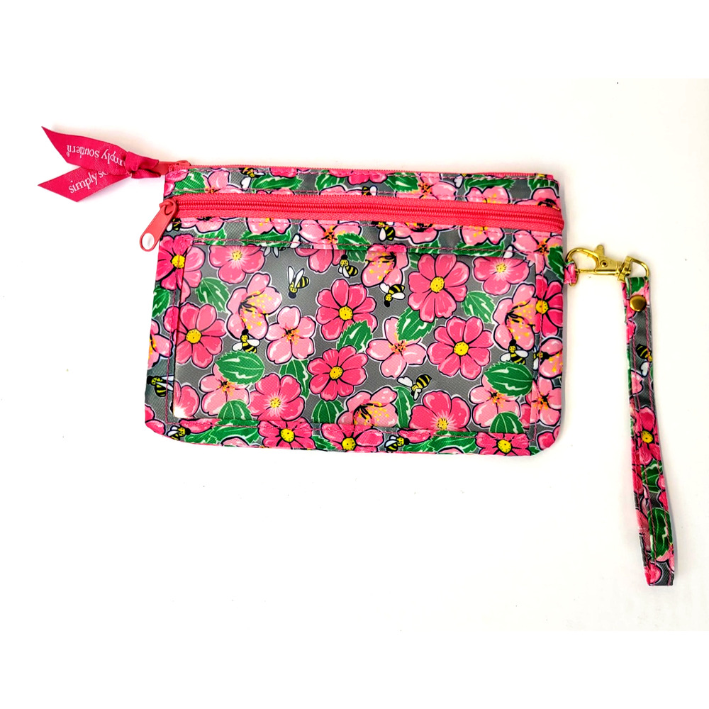 Simply Southern Pouch Wallet Womens One Size Pink Floral Bee Wristlet Honeycore
